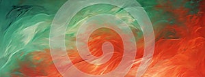 Abstract rough colorful green red complementary colors art painting texture background wallpaper Generative AI