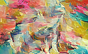 abstract rough colorful strokes art painting wallpaper background texture, waves of oil or acrylic brush strokes, fantasy painting