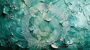 Abstract roughly plastered stone concrete wall, surface painted in dark turquoise color. Pattern color stucco background