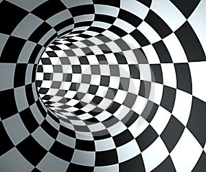 Abstract round checkered tunnel