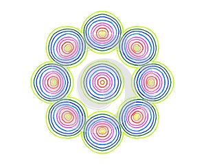 Abstract round concentric pattern from color lines