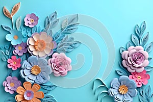 Abstract round floral bouquet, botanical background, bridal paper flowers, pattern, papercraft, candy pastel colors, color bright