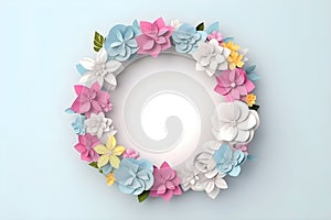 Abstract round floral bouquet, botanical background, bridal paper flowers, pattern, papercraft, candy pastel colors, color bright