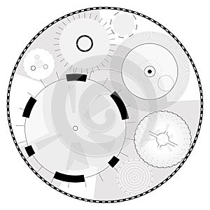 Abstract round high-tech mandala with circles. Space Time machine.