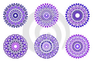 Abstract round ornate colorful gravel mandala logo set