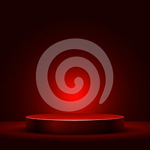 Abstract round podium with red light photo