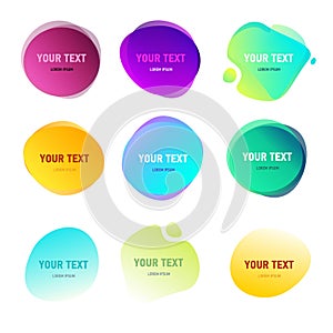 Abstract round shapes for your text. Gradient vivid colors effect. Duotone style circles. Logo elements.