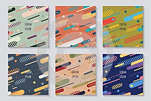 Abstract rounded lines pattern of vector cover card set. Minimal style of cover space artwork background.