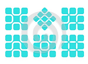 Abstract rounded rectangle vector logo set