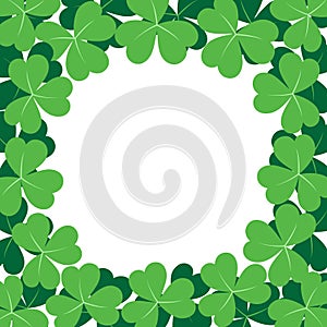 Abstract rounded shamrock frame border in trendy green. Design concept for St. Patrick greetings