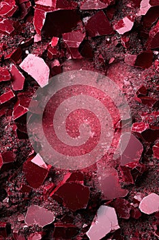 Abstract ruby shards and dust background texture.
