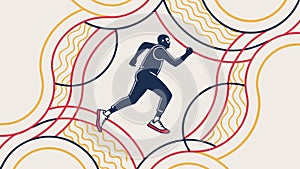 Abstract Runner with Geometric Hexagons and Dynamic Path, vector design Generative AI