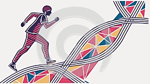 Abstract Runner with Geometric Hexagons and Dynamic Path, vector design Generative AI