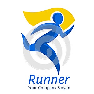 Abstract runner symbol. Company logo template. Movement express graphic concept