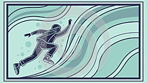 Abstract Runner with Wavy Flowing Background, vector design Generative AI