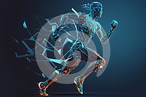 Abstract running man created with generative AI technology
