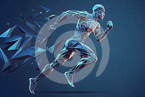 Abstract running man created with generative AI technology