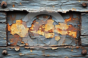 Abstract Rusty Peeling Weathered Metal Frame Background