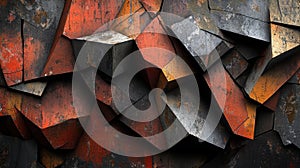 Abstract Rusted Geometric Blocks Background