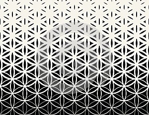 Abstract sacred geometry black and white gradient flower of life halftone pattern