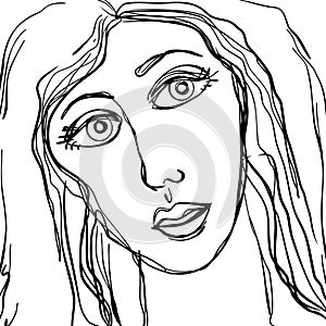 Abstract Sad Woman Face Sketch