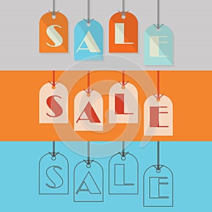 Abstract SALE hanging tags in different styles set