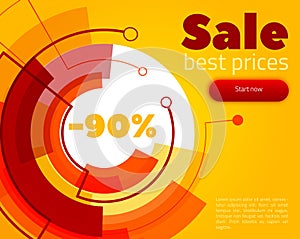 Abstract Sale website header or banner set with circle technology shapes