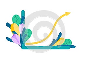 Abstract sales graph is growing. Up arrow. Business. Infographics of the growth of financial indicators. Flowers and spring.