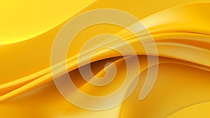 Abstract satin yellow waves design with smooth curves and soft shadows on clean modern background