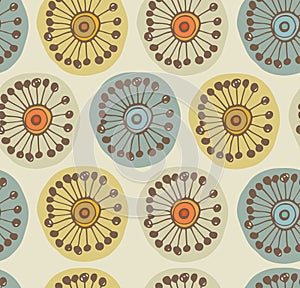 Abstract scandinavian seamless pattern. Fabric texture with decorative flowers