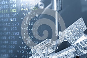 The abstract scene of 5-axis CNC machine