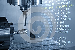 Abstract scene of the  4-axis machining center rotary table type and G-code data background