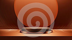 Abstract scene brown podium mockup. Award ceremony concept. 3d render. AI Generated