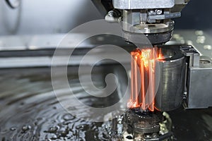 Abstract scene of close-up of the wire - EDM CNC machine