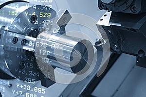 The abstract scene of CNC lathe machine