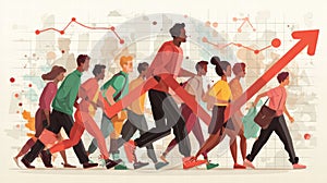 Abstract scene illustrating demographic growth and population expansion dynamics