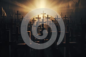 Abstract scene of shadows cast by crosses