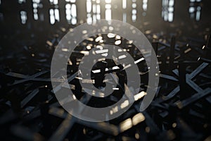 Abstract scene of shadows cast by crosses