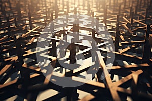 Abstract scene of shadows cast by crosses