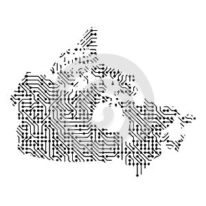Abstract schematic map of Canada from the black printed board, c