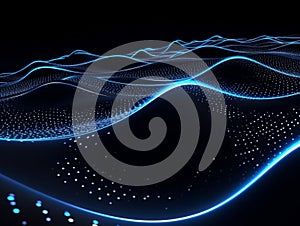Abstract sci-fi blue 3D waves, concept of digital future., AI