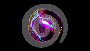 Abstract sci-fi colorful magic fantasy futuristic plasma glass ball seamless loop isolated on black background with alpha channel.