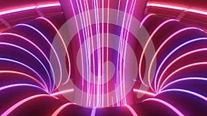 Abstract Sci-Fi Neon Glowing Futuristic Laser Beam Rings Torus - 4K Seamless VJ Loop Motion Background Animation