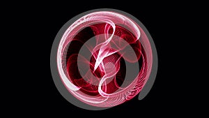 Abstract sci-fi red fantasy futuristic energy wire mesh ball seamless loop isolated on black background with alpha channel. 4K 3D