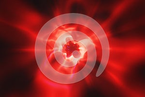 Abstract sci-fi red tunnel background. 3d rendering