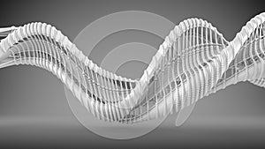Abstract sci-fi wireframe wavy shape abstract 3D render