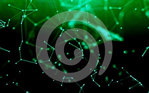 Abstract science background with particles and plexus connected lines.