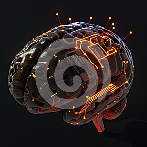 Abstract science concept, brain network connects information and ideas, AI technology intelligence