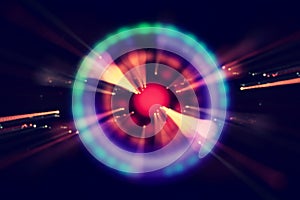 Abstract science fiction futuristic background . lens flare. concept image of space or time travel over bright lights.