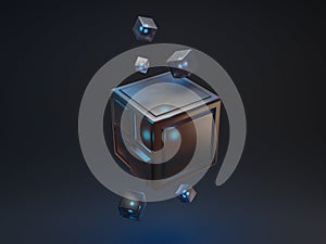 Abstract Scifi Cubes Blue Background